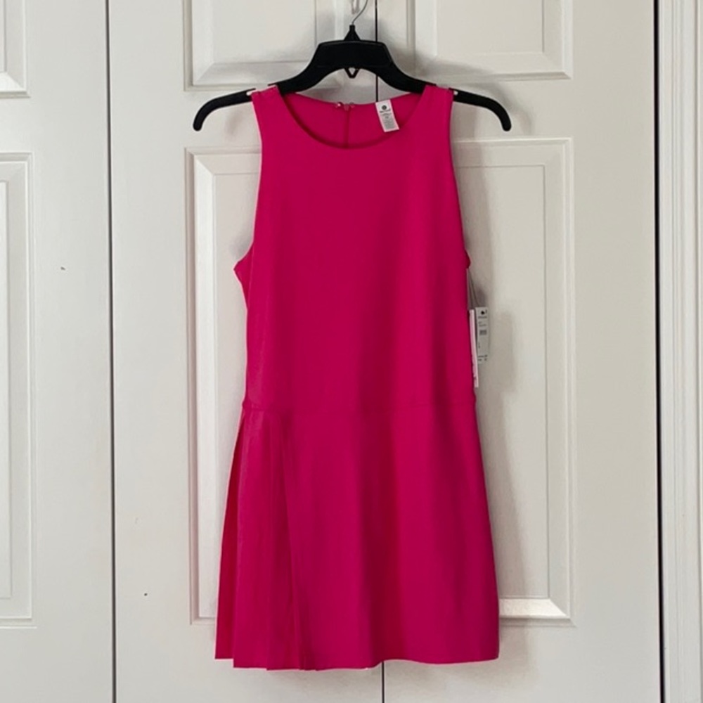 Athleisure zip up in back dress with built in shorts